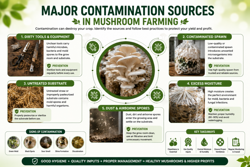 Mushroom contamination sources and prevention tips